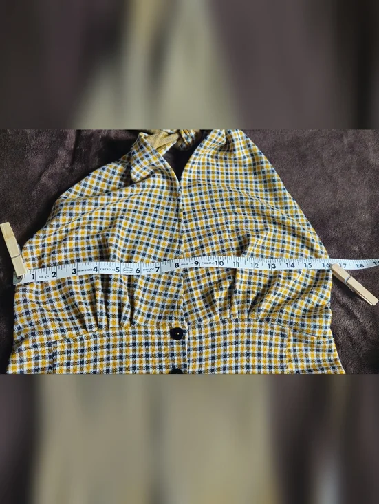 ASOS Yellow, Black & White Plaid Halter Shorts Romper/Jumper - Size 10 - Picture 4 of 4